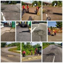 KERJA-KERJA TURAP JALAN BERLUBANG SEKITAR KAWASAN GEMAS