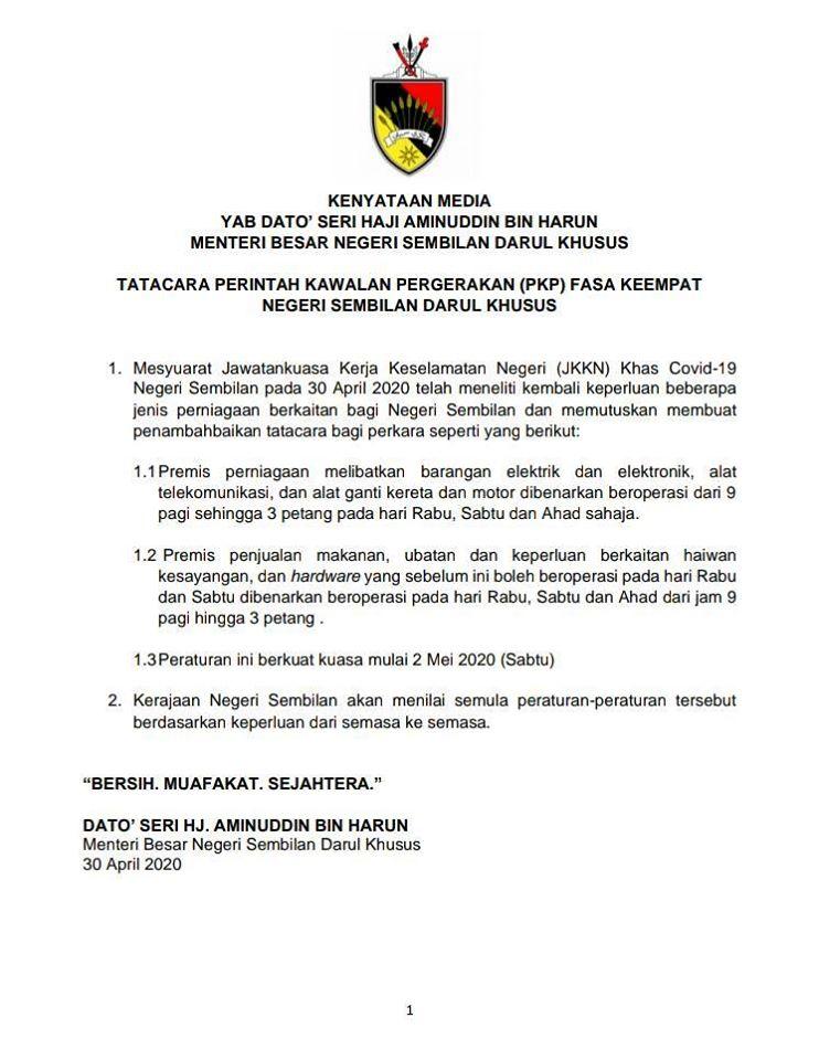 Tatacara Pergerakan Pkp Fasa Keempat Negeri Sembilan Portal Rasmi Majlis Daerah Tampin Mdt